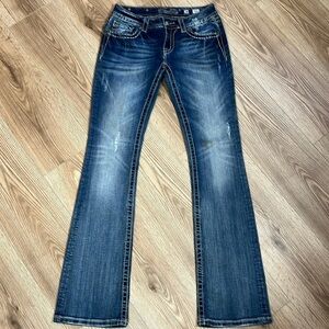 Miss Me Boot Cut Denim Jeans Womens Size 28 Blue Rhinestones Bling Y2K 90s